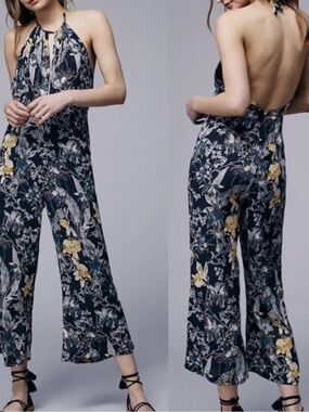 Free People Twisted Halter Floral Jumpsuit
